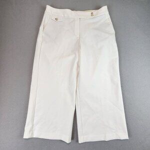 Rachel Zoe Women's High Rise Wide Leg‎ Crop Pants Preppy White Boat Pants sz 14